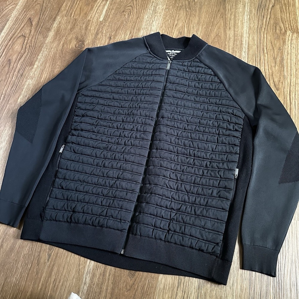 Adipure by Adidas Full Zip Jacket XL Black Quilted Golf Athleisure Sport Outter